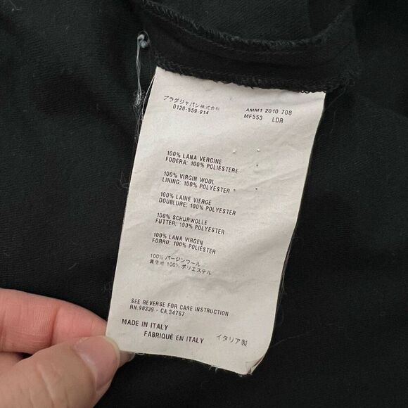 Miu Miu Dress Sz 6 Short Sleeve Wool blend Black w Ruffle Trim Sheath Style - Picture 5 of 11